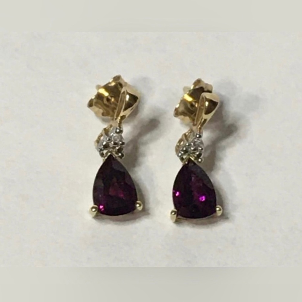 Elegant Gold and Purple Teardrop Earrings